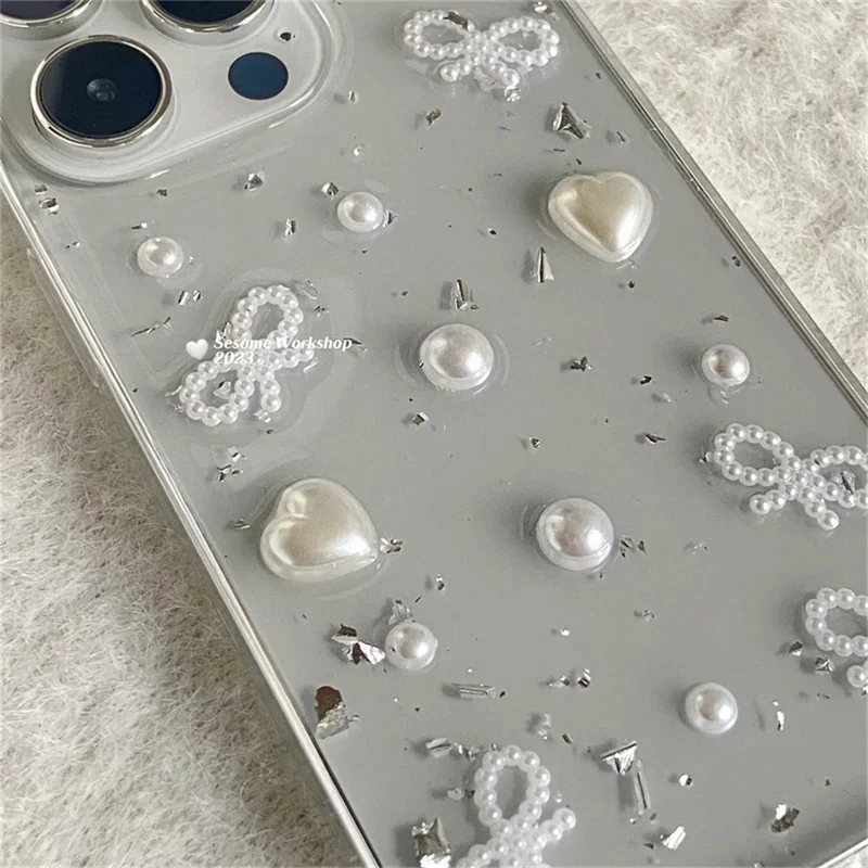 Phone Accessories Wholesale In China - 3D Parel Vlinderstrik Zilverfolie Telefoonhoesje voor
