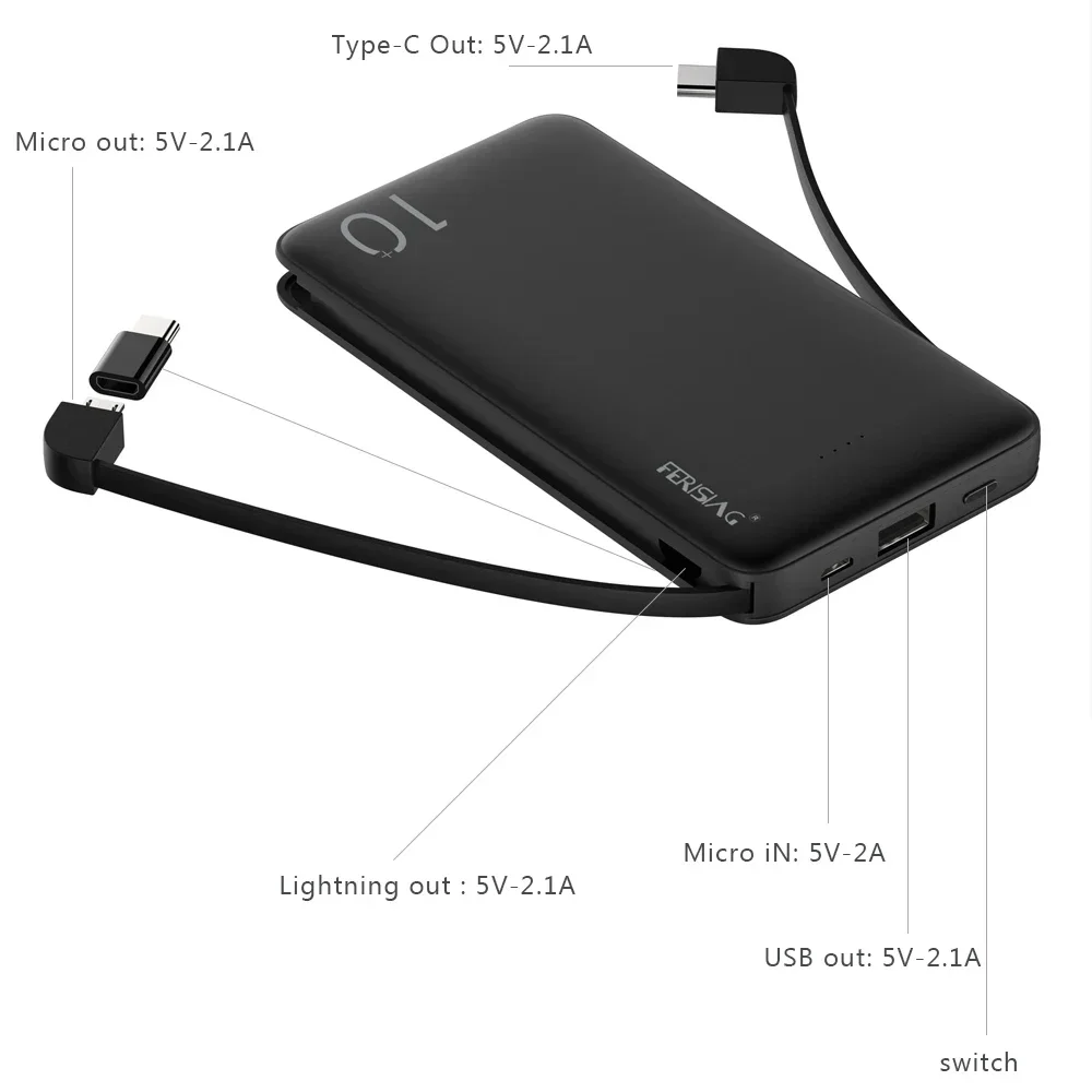 FERISING 3IN1 10000mAh Power B - Power Bank Slim recensie en prijs
