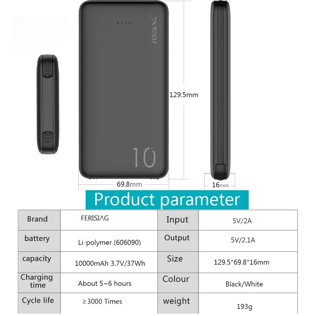 FERISING 3IN1 10000mAh Power B - Power Bank Slim recensie en prijs